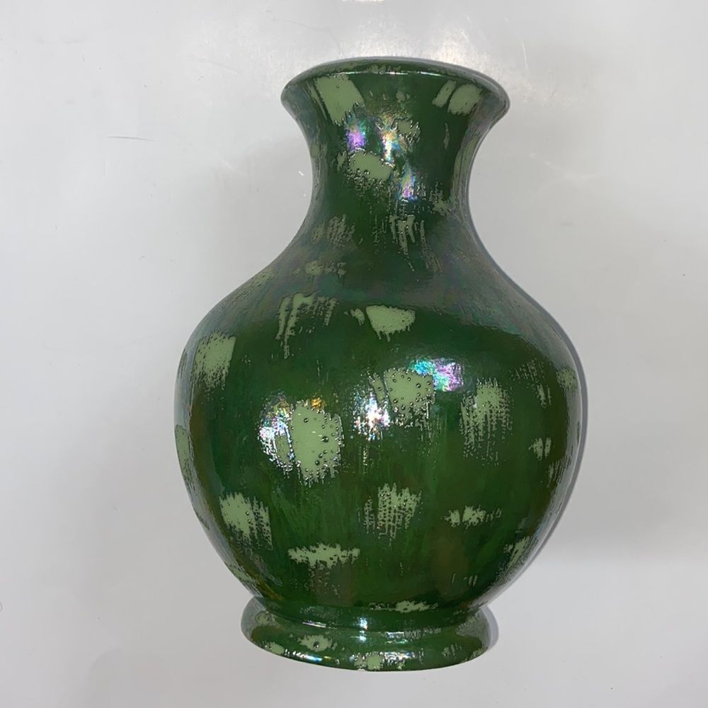 Vintage Handmade Flower Vase Arts Color Green